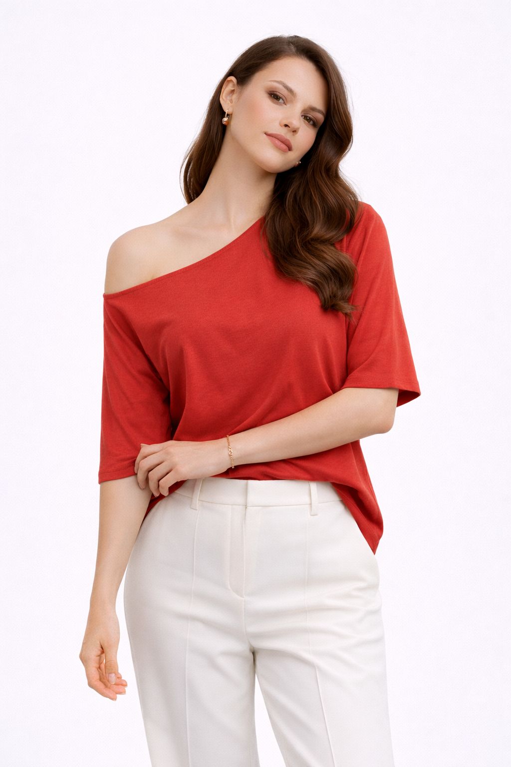 Kadın Kayık Yaka Basic Salaş Bluz