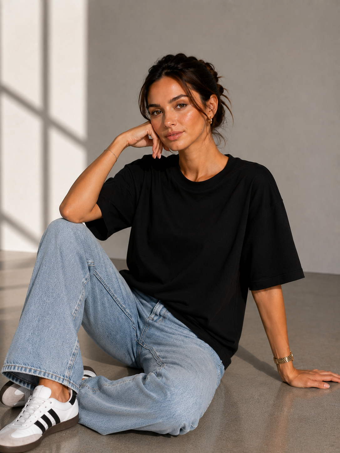 Oversize Bisiklet Yaka Basic Kadın Tişört